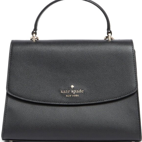 KATE SPADE DARCY TOP HANDLE SATCHEL BLACK LEATHER CROSSBODY SNAP CLOSURE - Picture 7 of 7